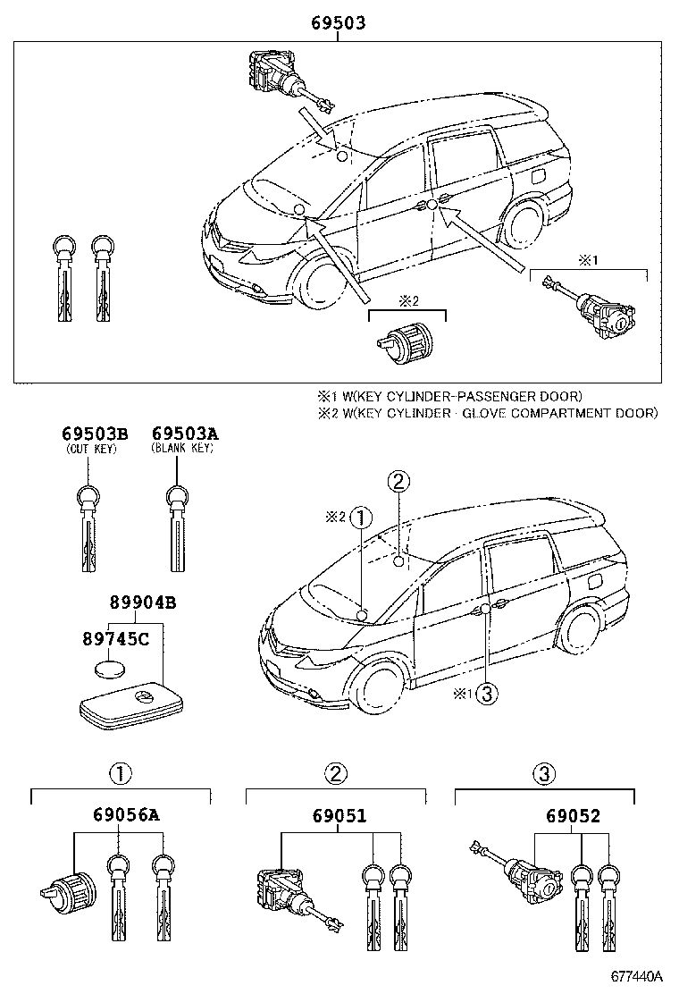  PREVIA TARAGO |  LOCK CYLINDER SET