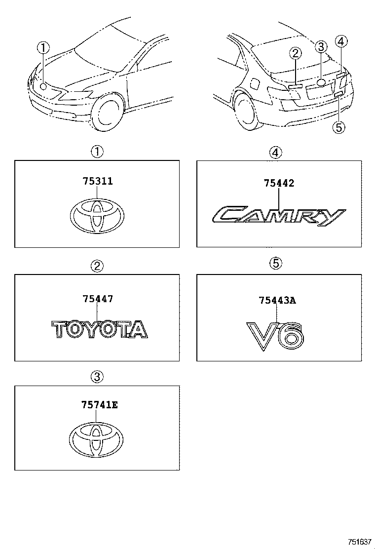  CAMRY |  EMBLEM NAME PLATE EXTERIOR INTERIOR