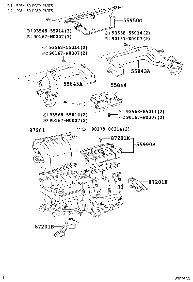  AURIS HYBRID UKP |  HEATING AIR CONDITIONING CONTROL AIR DUCT