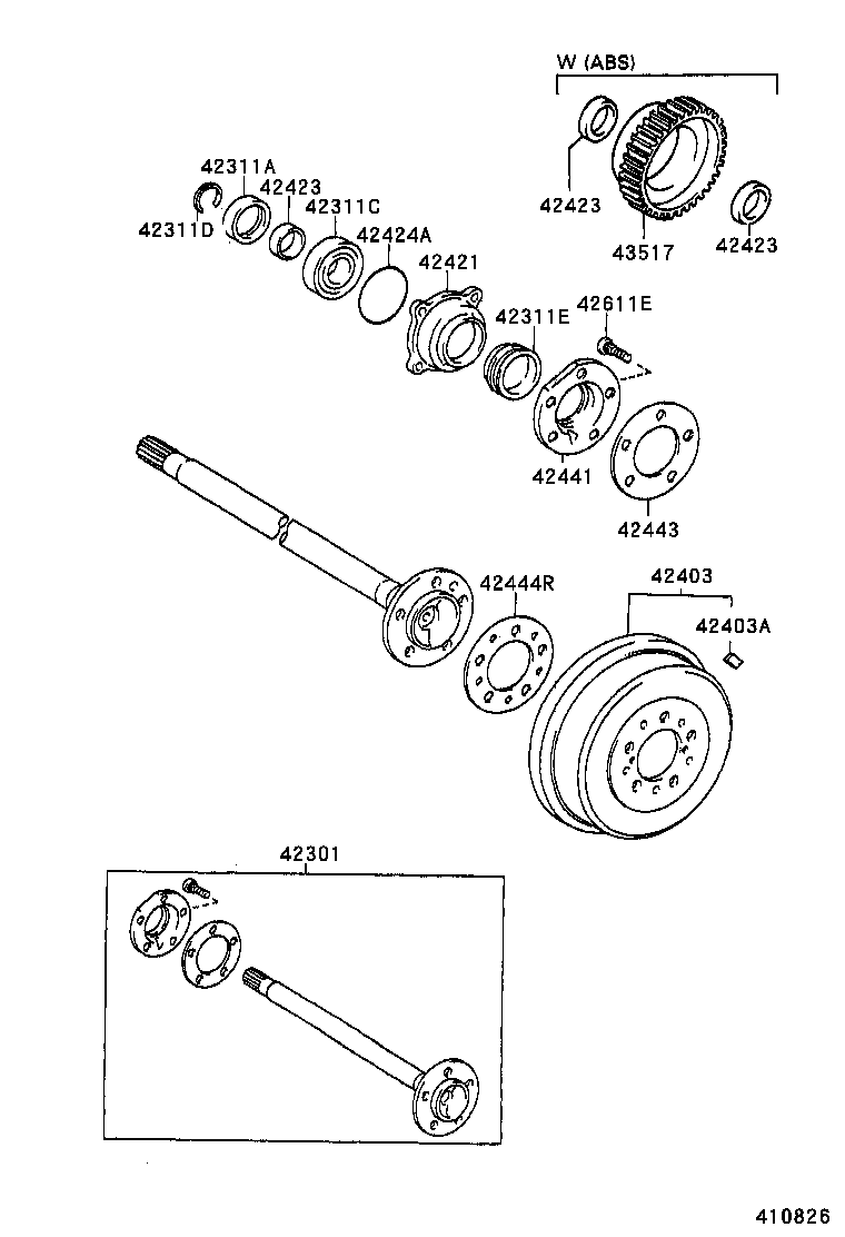  HIACE VAN COMUTER |  REAR AXLE SHAFT HUB