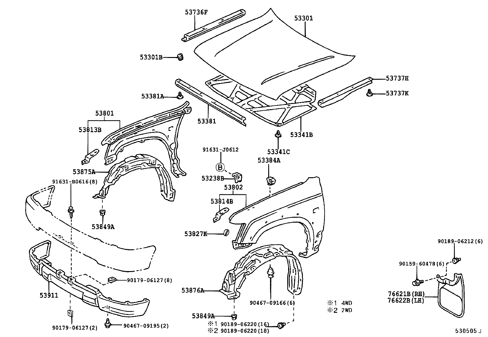  HILUX |  HOOD FRONT FENDER