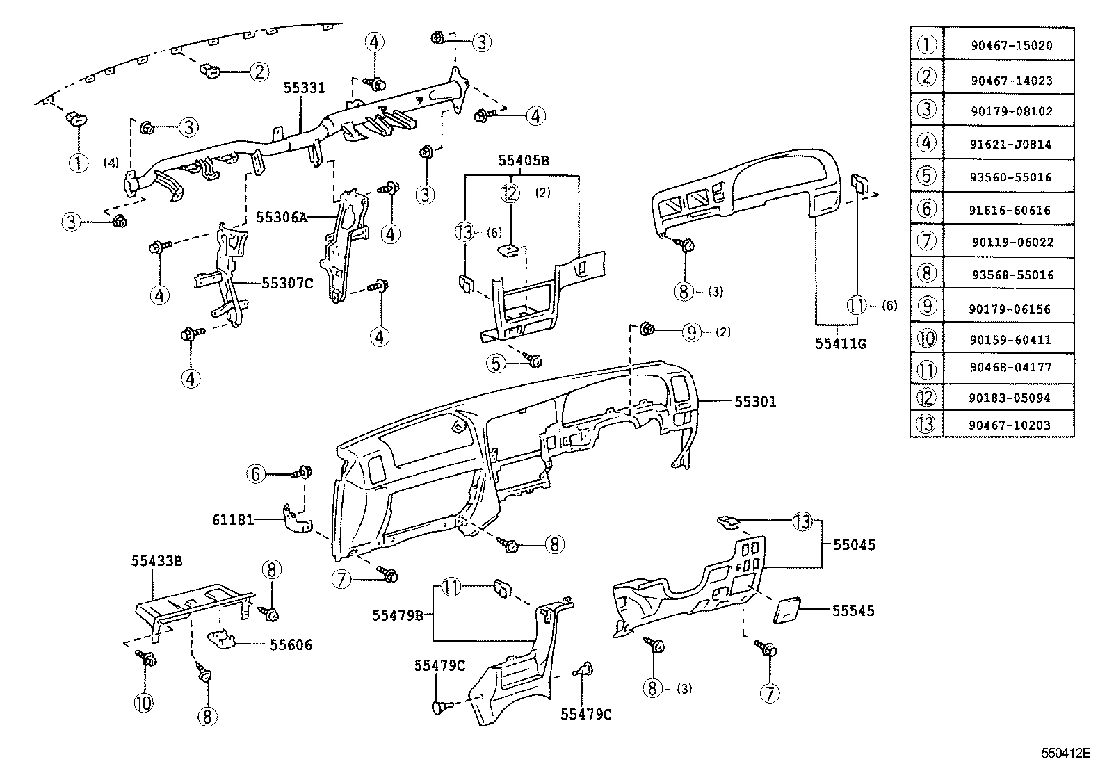  HILUX |  INSTRUMENT PANEL GLOVE COMPARTMENT