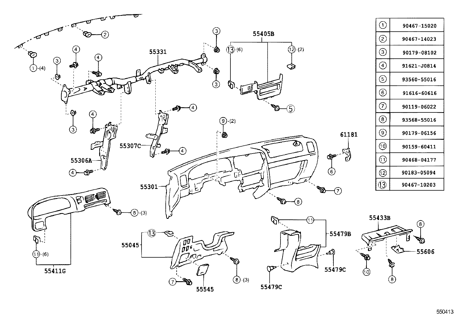  HILUX |  INSTRUMENT PANEL GLOVE COMPARTMENT