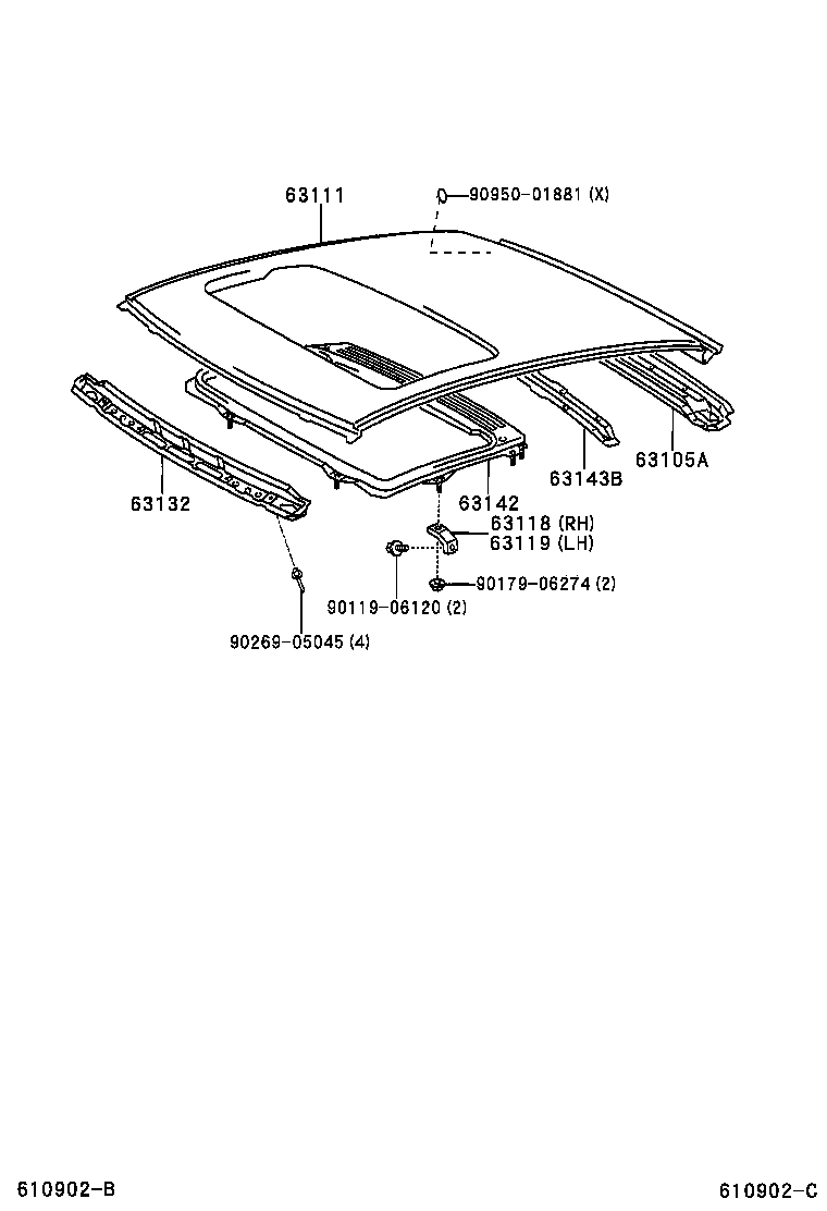  YARIS JPP |  ROOF PANEL BACK WINDOW GLASS