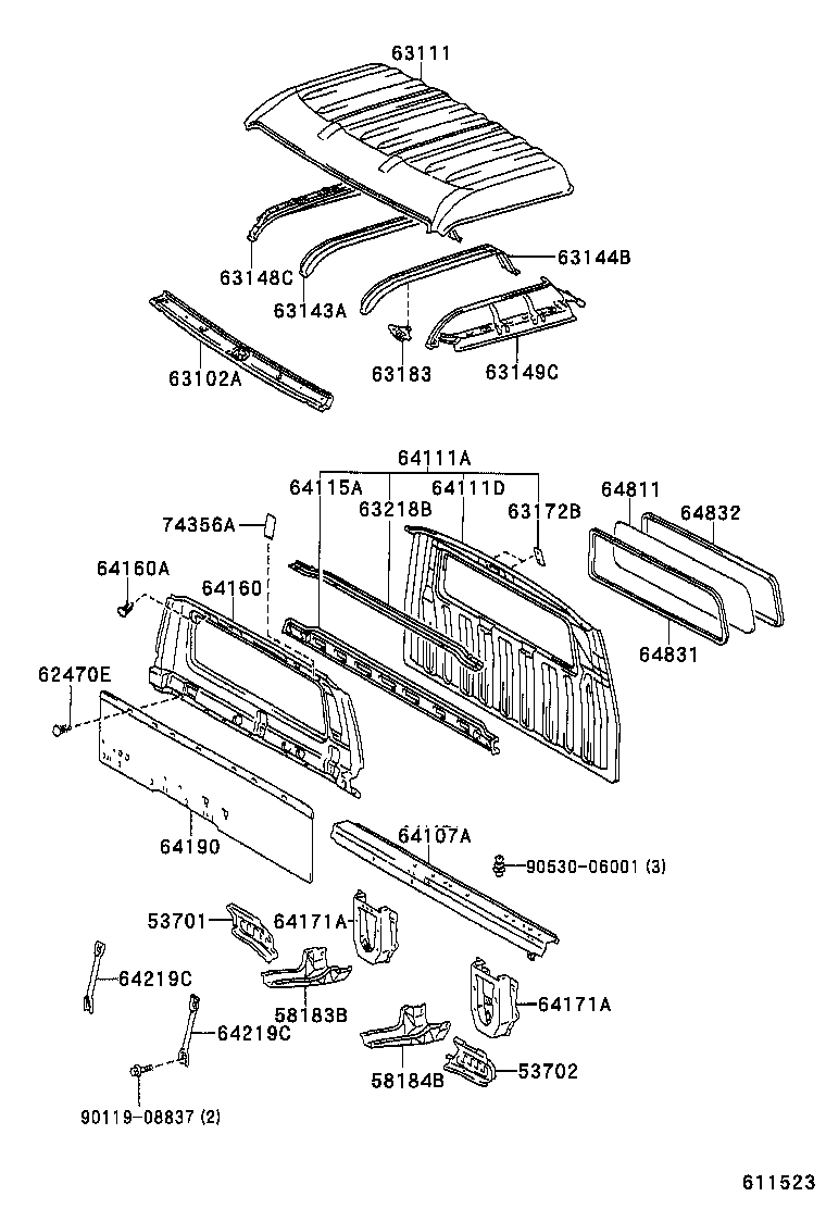  DYNA200 |  ROOF PANEL BACK PANEL