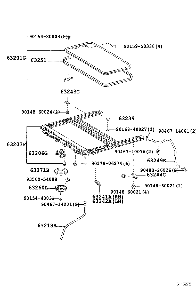  YARIS JPP |  ROOF PANEL BACK WINDOW GLASS