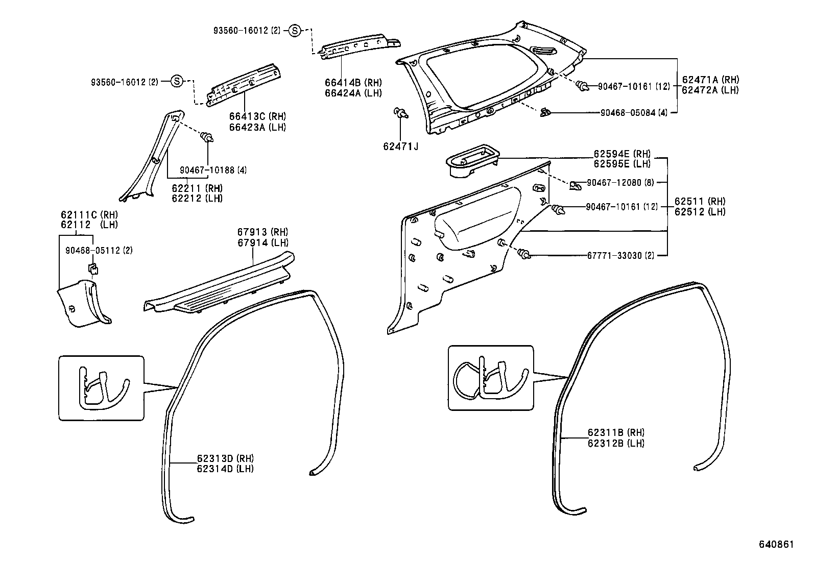  YARIS FRP |  INSIDE TRIM BOARD DOOR OPENING TRIM MOULDING