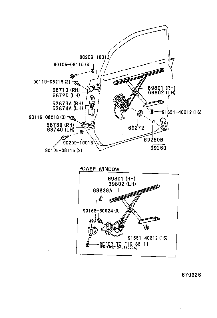  PREVIA |  FRONT DOOR WINDOW REGULATOR HINGE