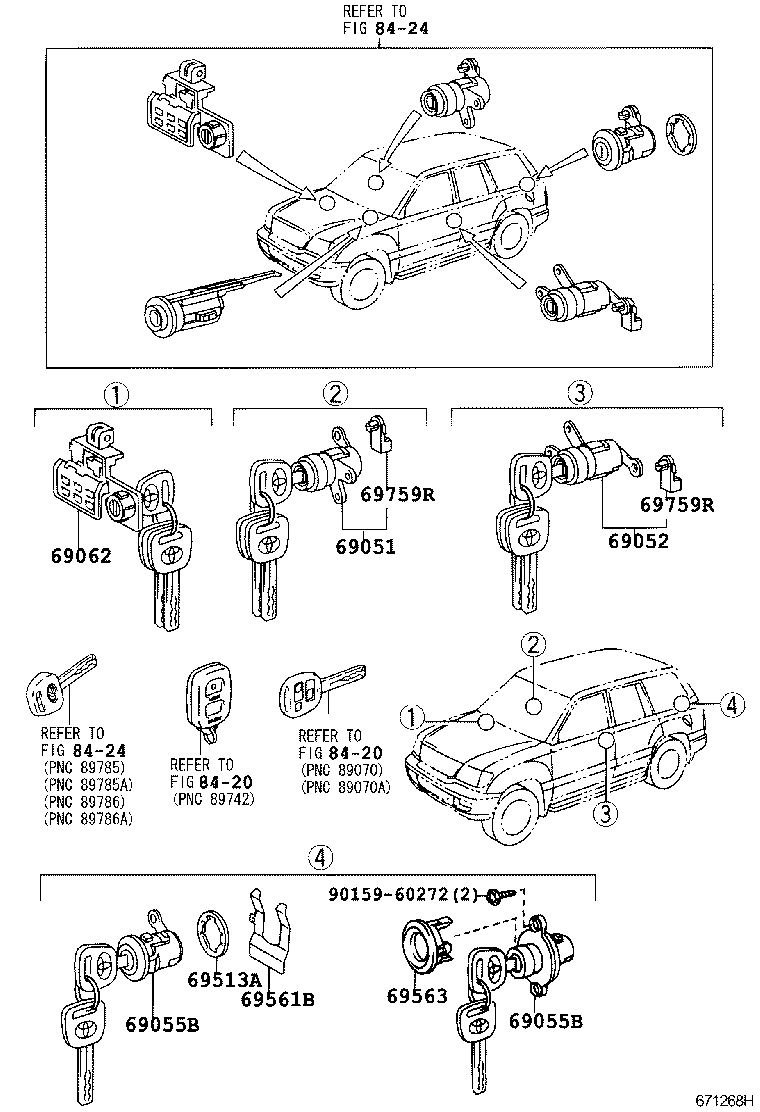  LAND CRUISER 100 |  LOCK CYLINDER SET