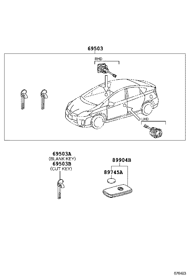  PRIUS PLUG IN HBD |  LOCK CYLINDER SET