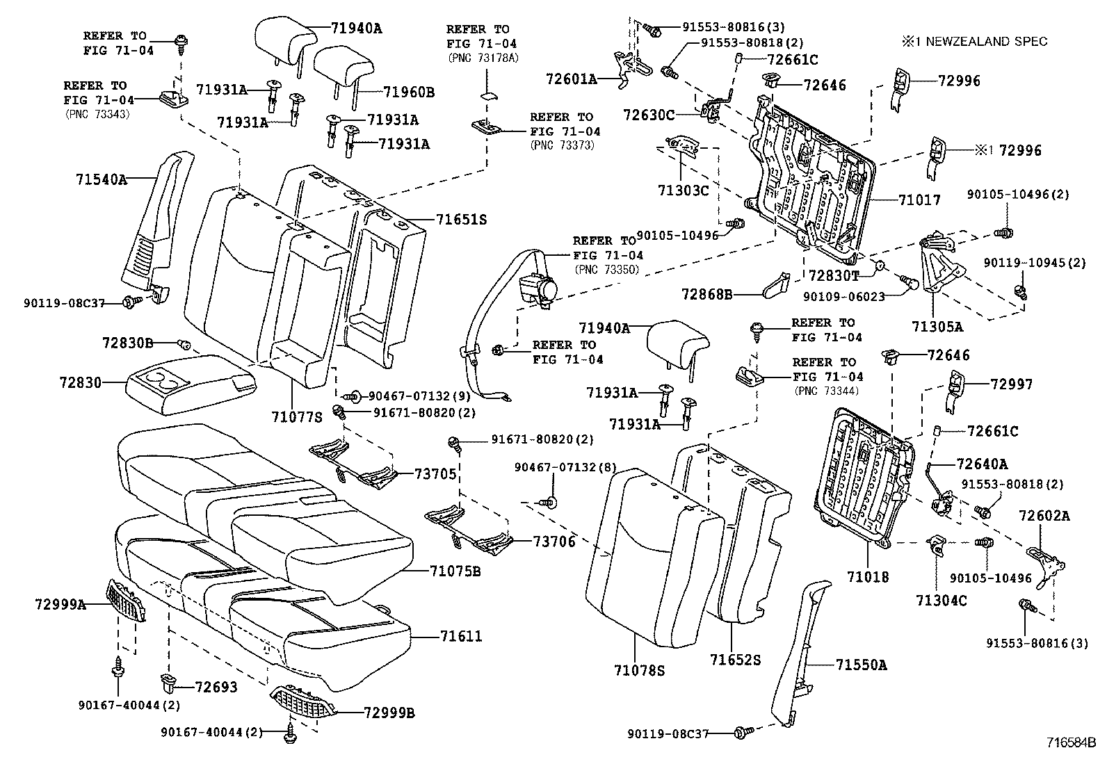  PRIUS PLUG IN HBD |  REAR SEAT SEAT TRACK
