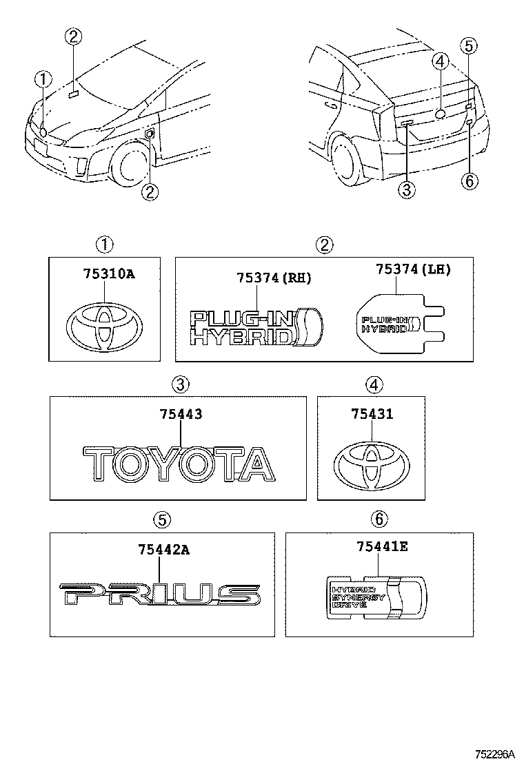  PRIUS PLUG IN HBD |  EMBLEM NAME PLATE EXTERIOR INTERIOR