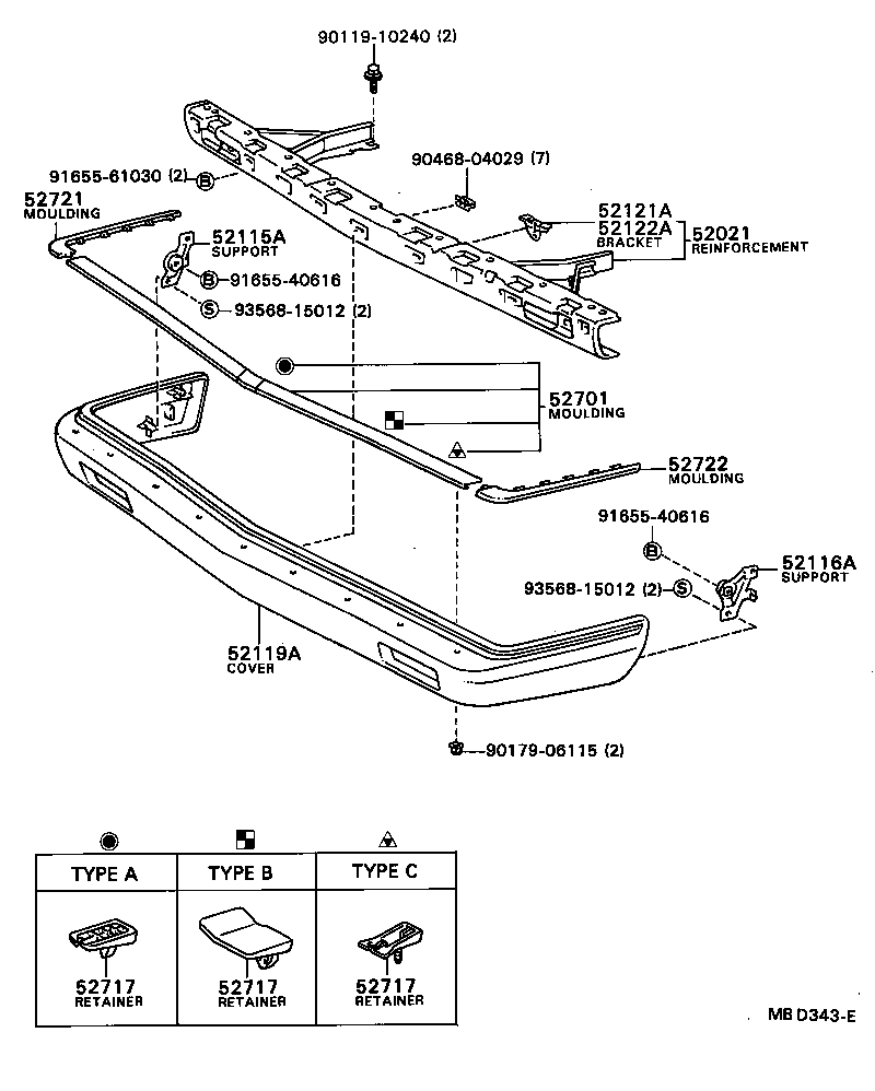  CORONA |  FRONT BUMPER BUMPER STAY