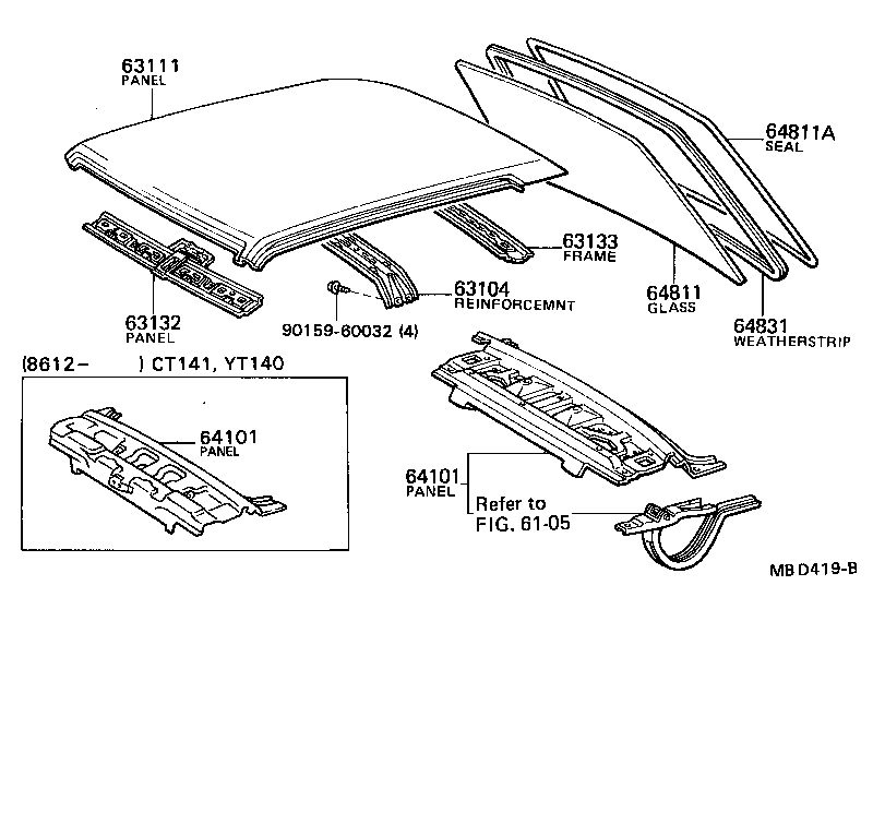  CORONA |  ROOF PANEL BACK WINDOW GLASS