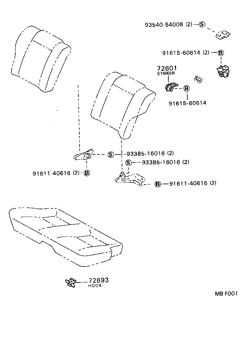  CORONA |  REAR SEAT SEAT TRACK