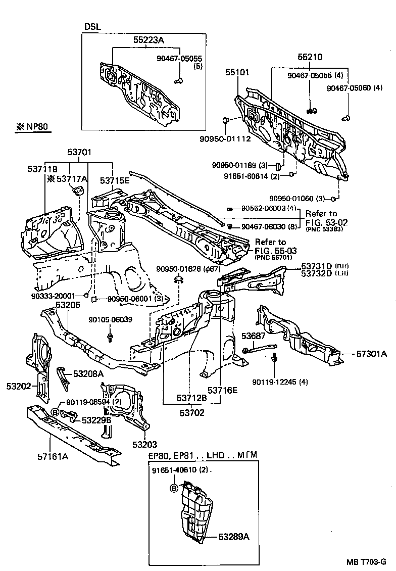  STARLET |  FRONT FENDER APRON DASH PANEL
