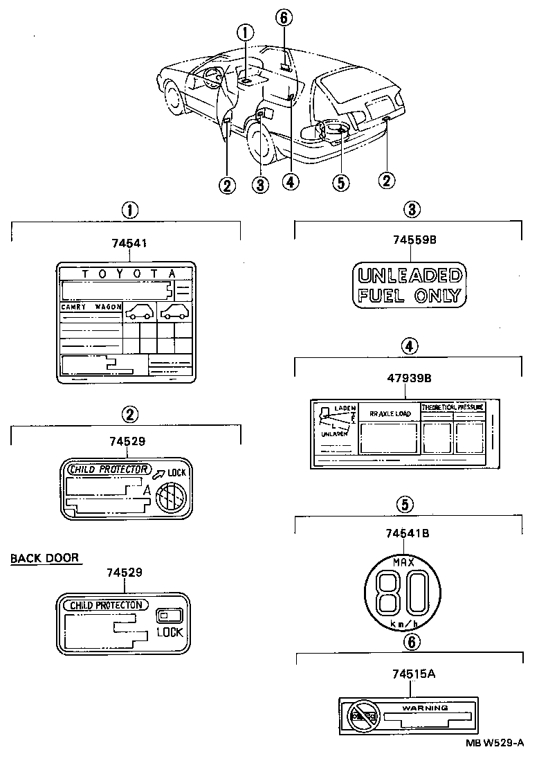  CAMRY WG |  CAUTION PLATE EXTERIOR INTERIOR