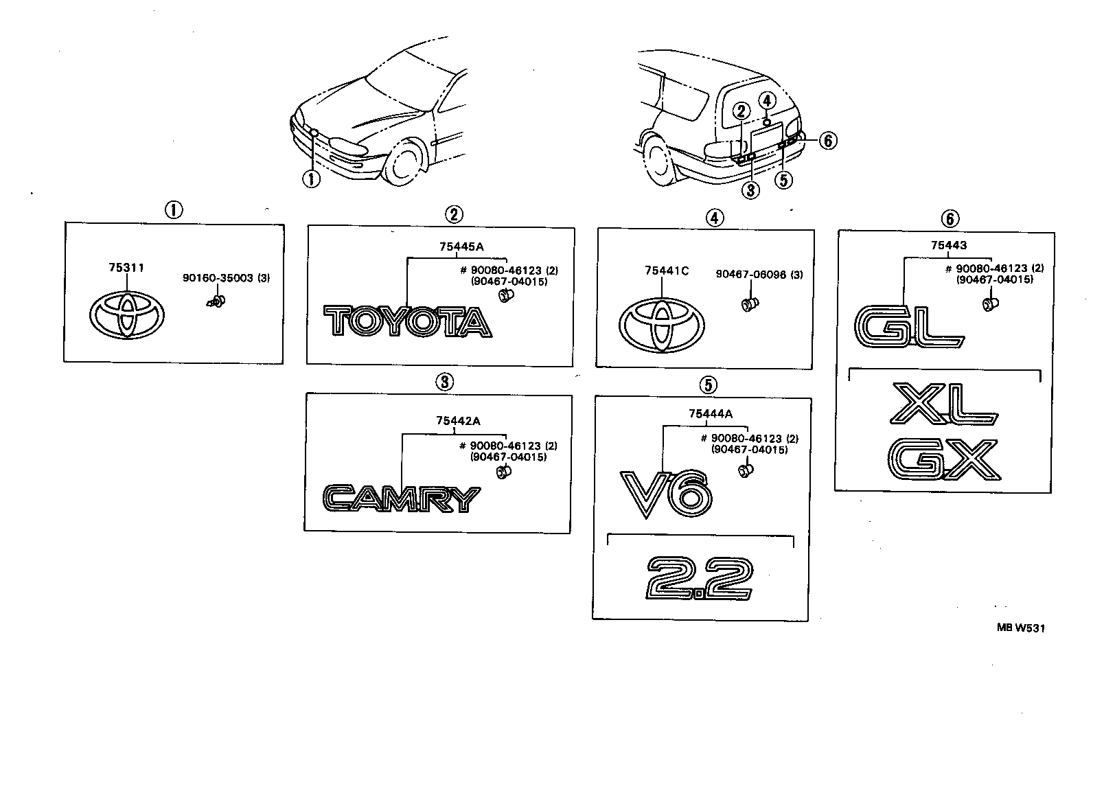  CAMRY WG |  EMBLEM NAME PLATE EXTERIOR INTERIOR