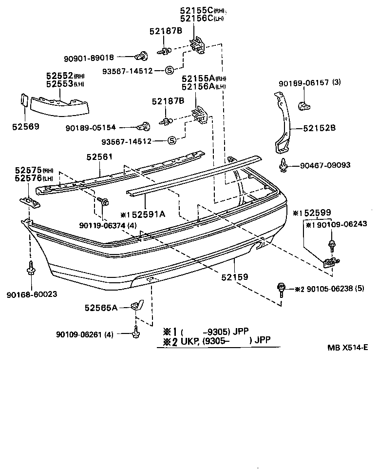  CARINA E UKP |  REAR BUMPER BUMPER STAY