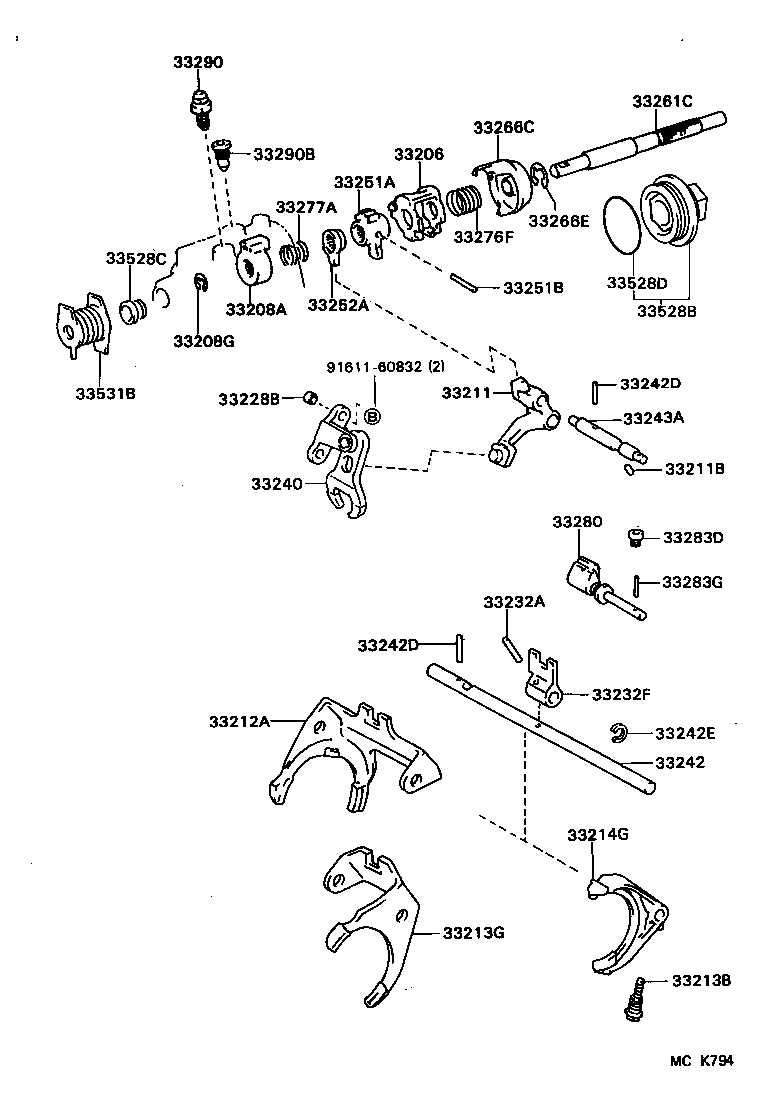  MR2 |  GEAR SHIFT FORK LEVER SHAFT MTM