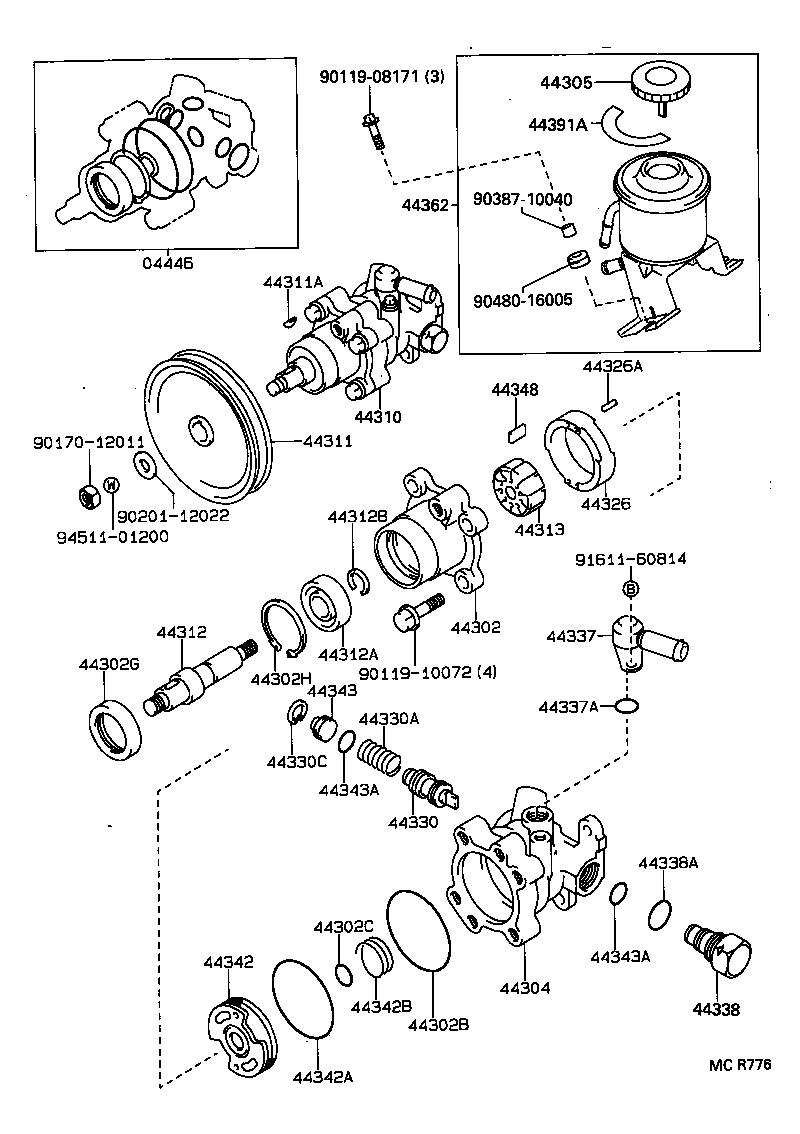  HILUX |  VANE PUMP RESERVOIR POWER STEERING