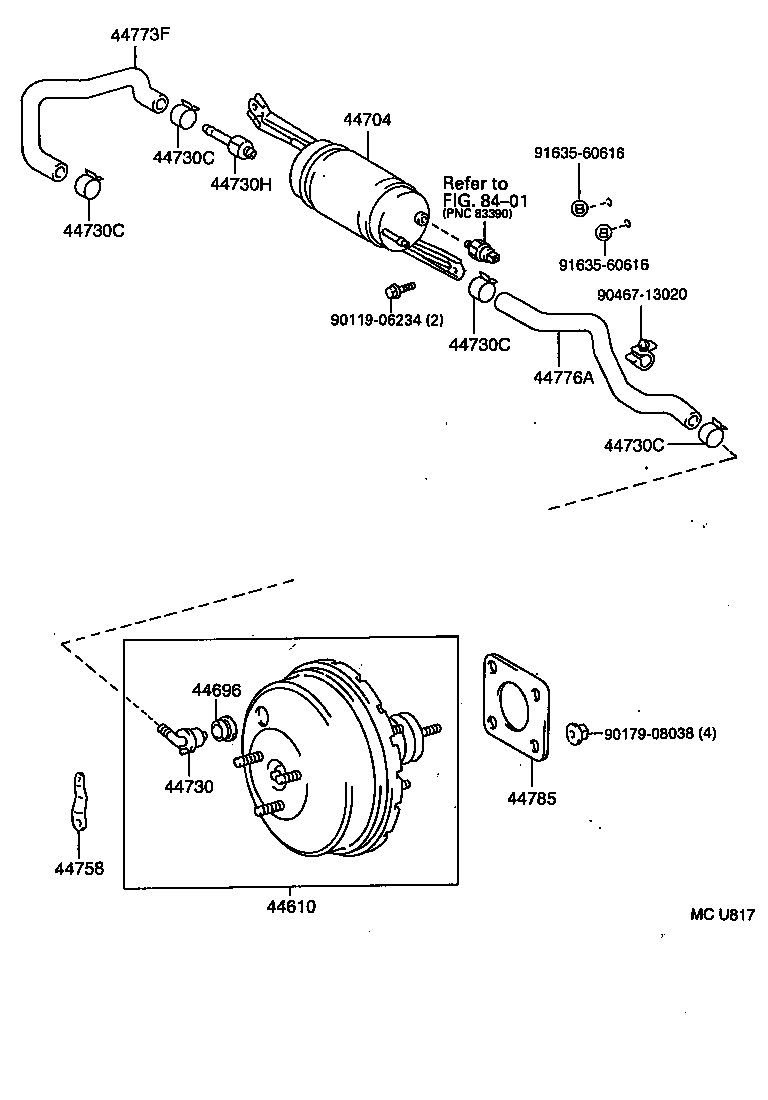  CARINA E UKP |  BRAKE BOOSTER VACUUM TUBE