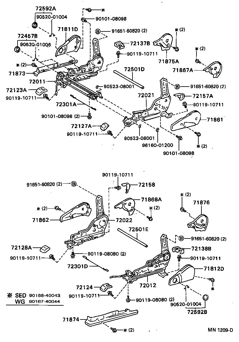  CAMRY WG |  FRONT SEAT SEAT TRACK