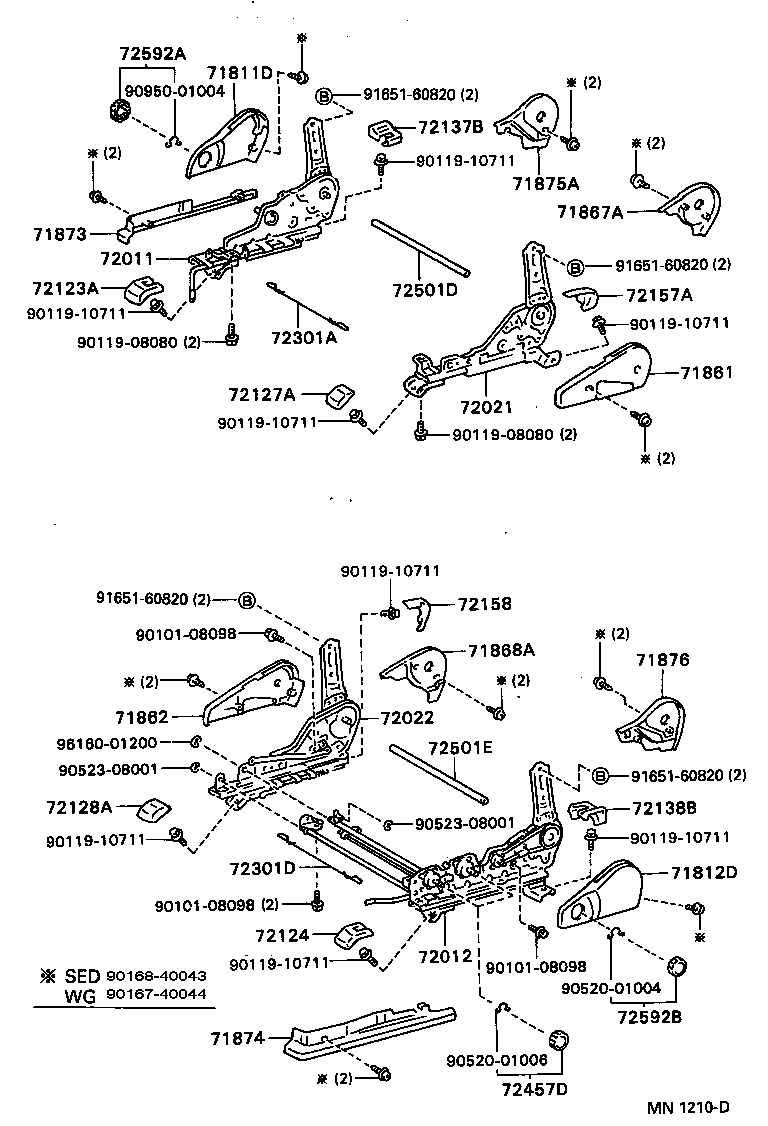  CAMRY WG |  FRONT SEAT SEAT TRACK
