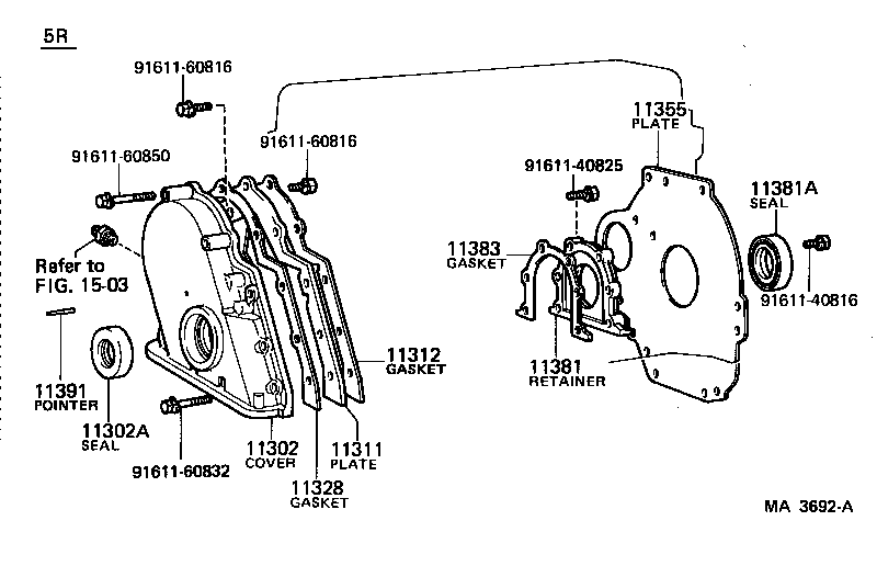  TOYOACE |  TIMING GEAR COVER REAR END PLATE