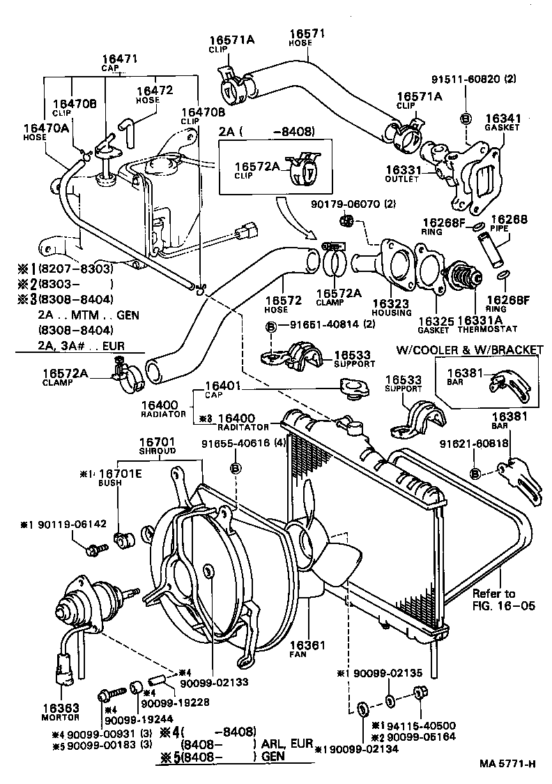  TERCEL |  RADIATOR WATER OUTLET