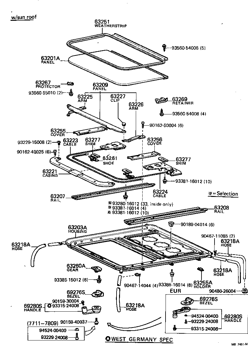  CARINA |  ROOF PANEL BACK WINDOW GLASS