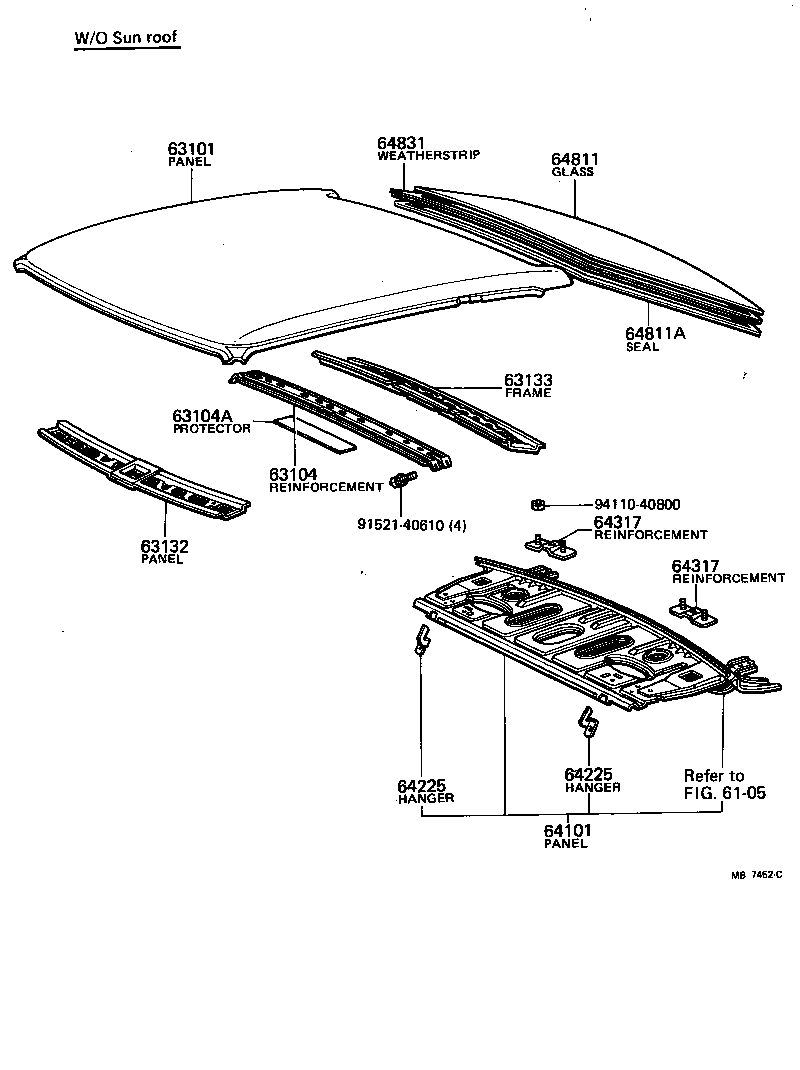  CARINA |  ROOF PANEL BACK WINDOW GLASS