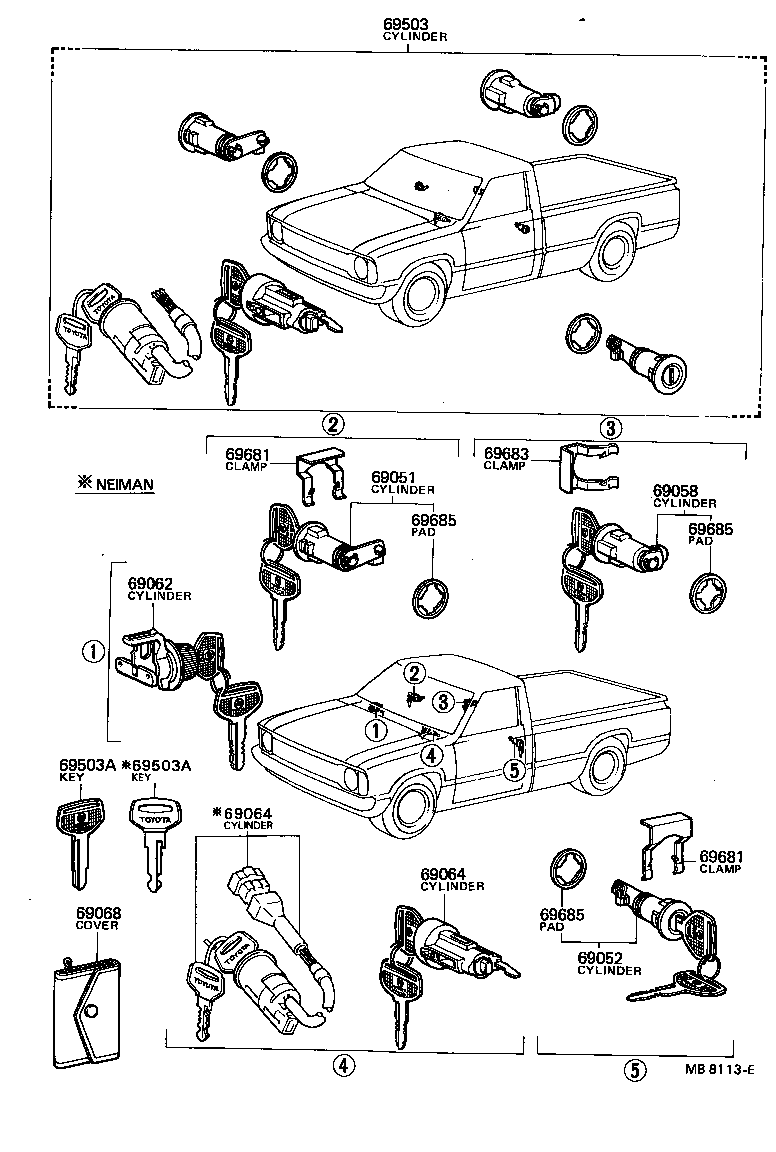  HILUX |  LOCK CYLINDER SET