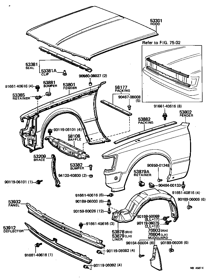  CARINA |  HOOD FRONT FENDER