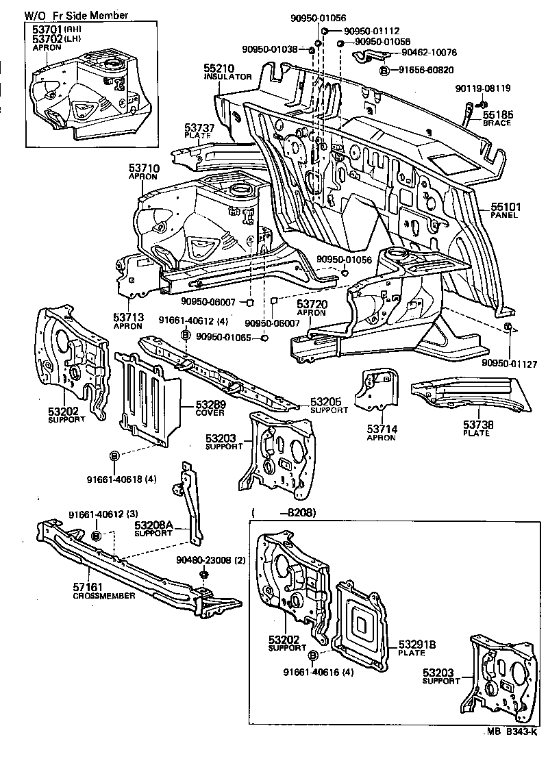  STARLET |  FRONT FENDER APRON DASH PANEL