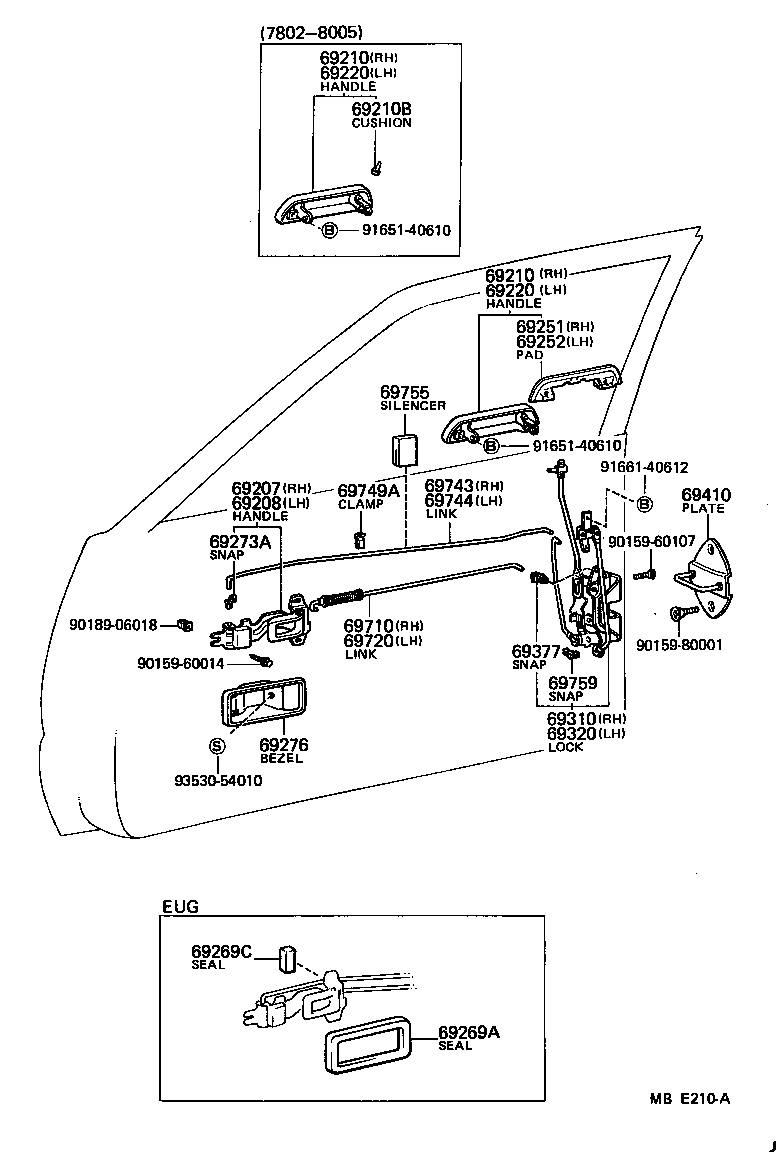  STARLET |  FRONT DOOR LOCK HANDLE