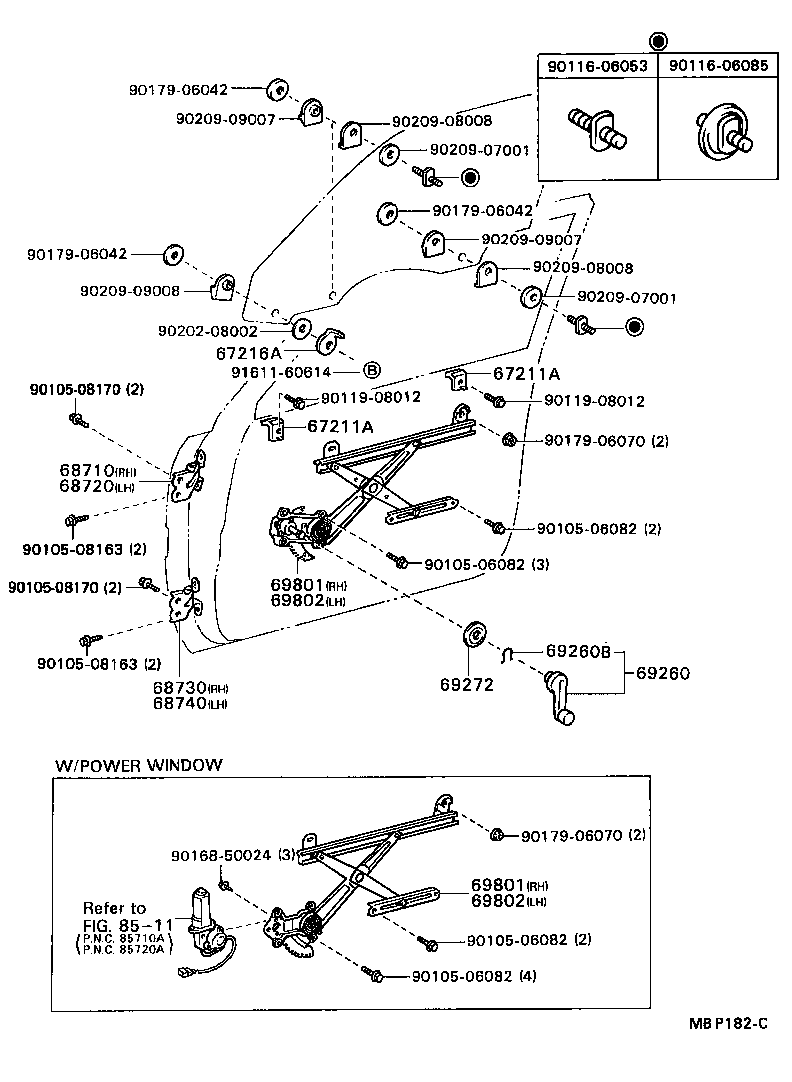  CAMRY |  FRONT DOOR WINDOW REGULATOR HINGE