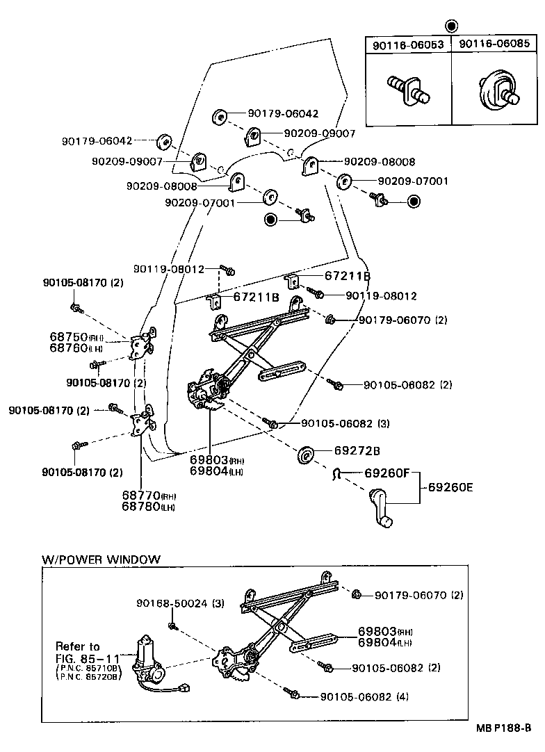  CAMRY |  REAR DOOR WINDOW REGULATOR HINGE