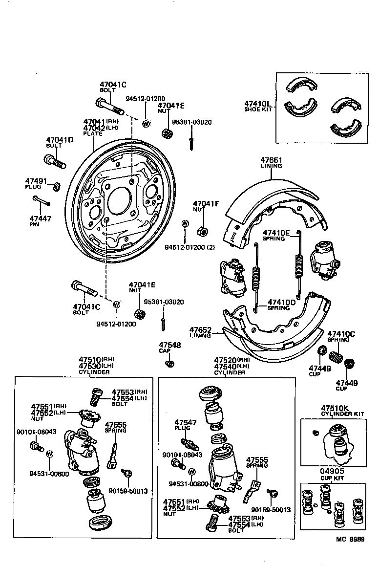  LITEACE |  FRONT DRUM BRAKE WHEEL CYLINDER BACKING PLATE