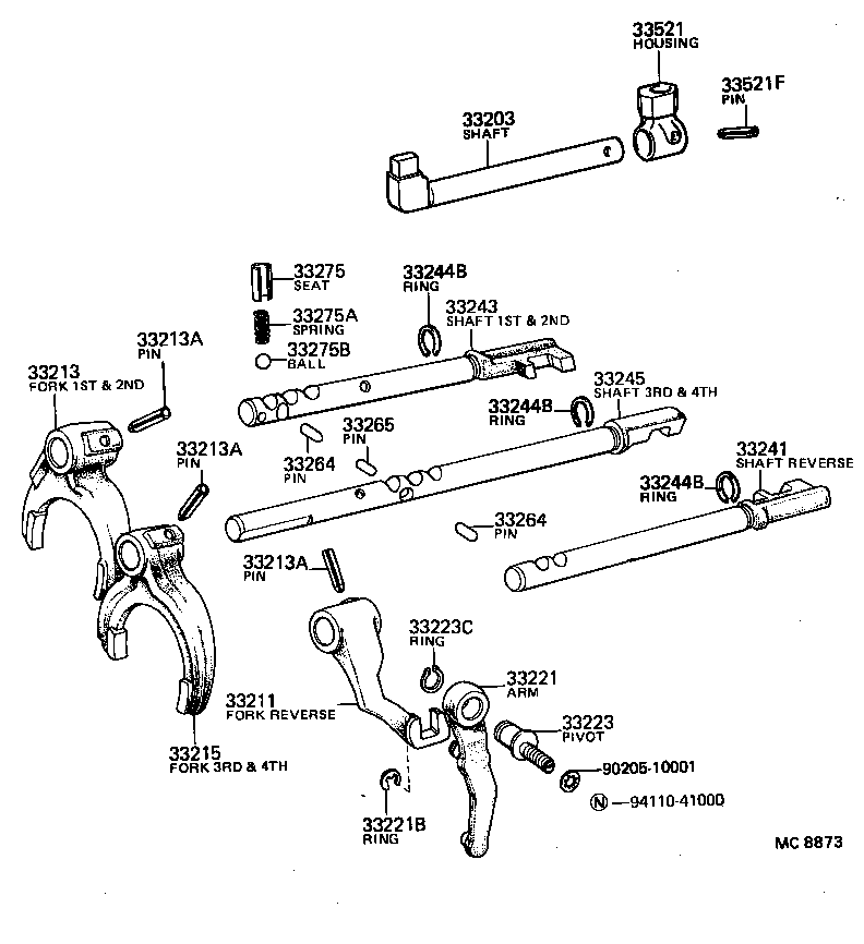  TOYOTA1000 |  GEAR SHIFT FORK LEVER SHAFT MTM