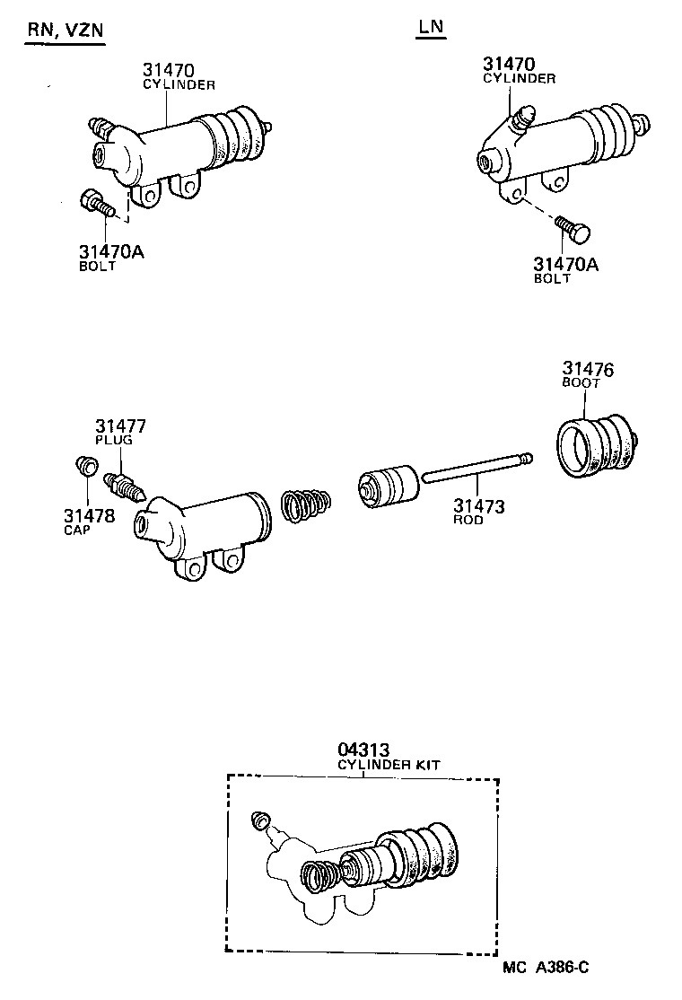  4 RUNNER TRUCK |  CLUTCH RELEASE CYLINDER