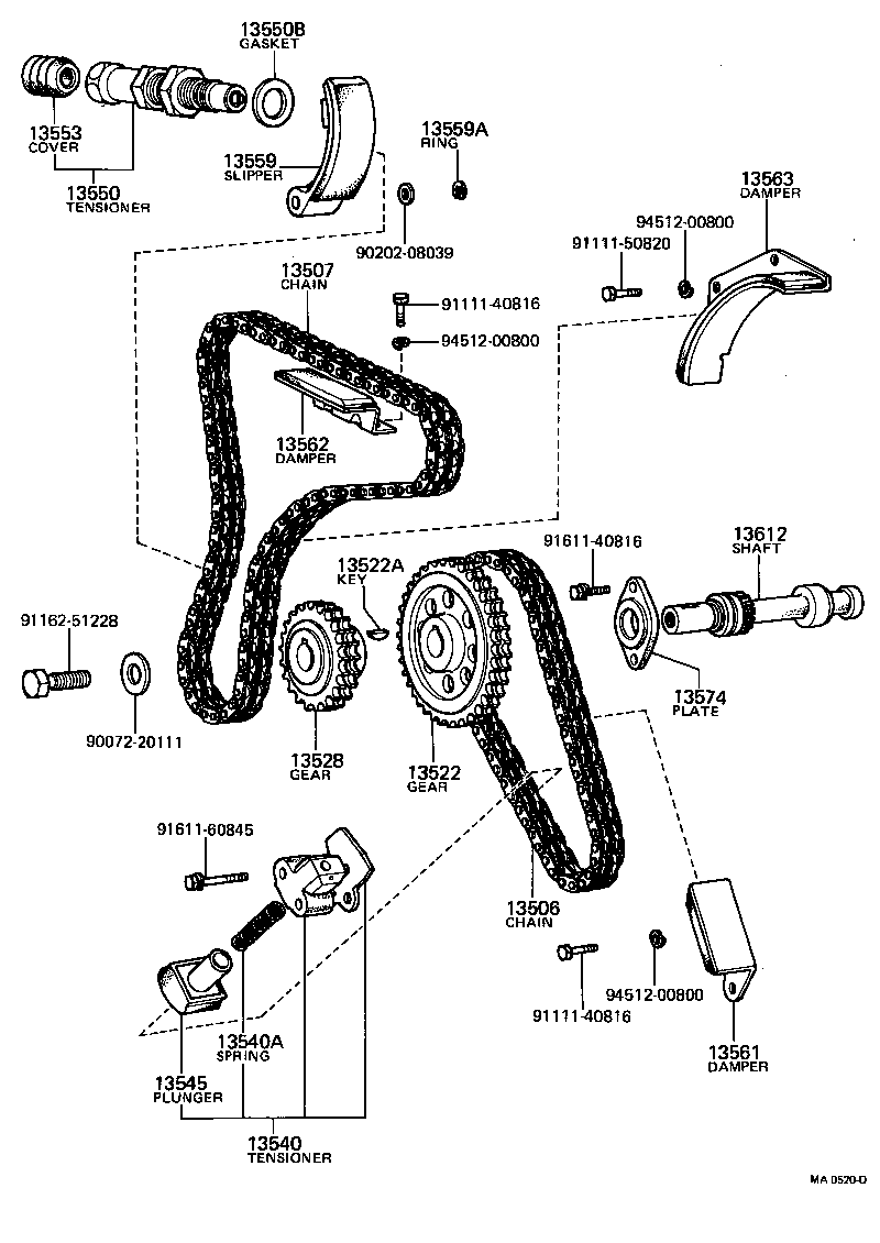 TOYOTA COROLLA TRUENOTE47RMQZG TOOLENGINEFUEL TIMING CHAIN
