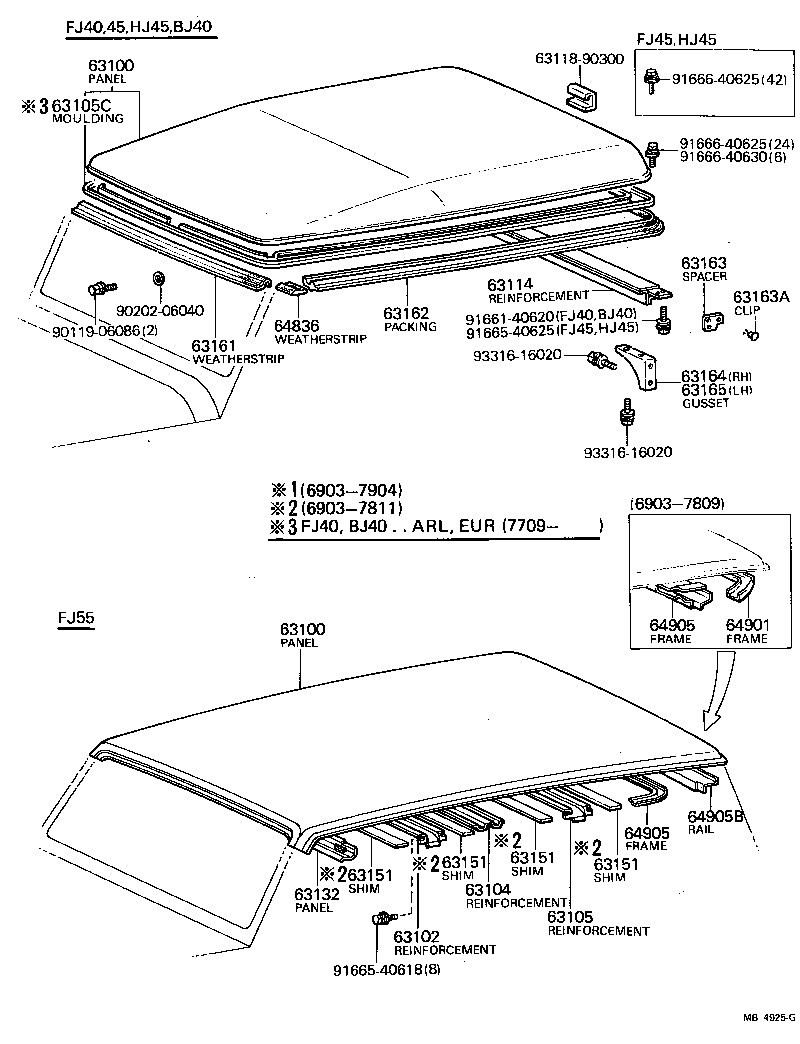  LAND CRUISER 40 45 55 |  ROOF PANEL BACK PANEL