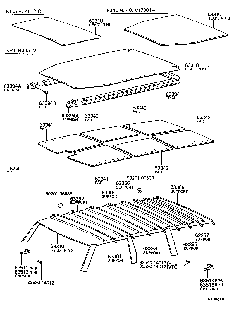  LAND CRUISER 40 45 55 |  ROOF HEADLINING SILENCER PAD