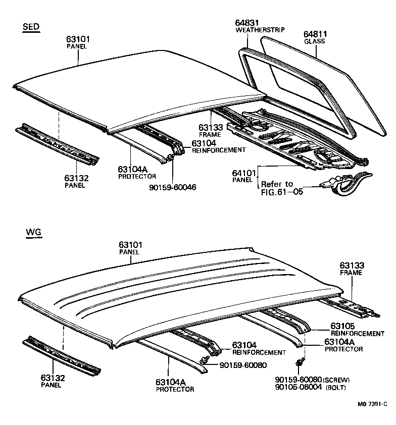  CARINA |  ROOF PANEL BACK WINDOW GLASS