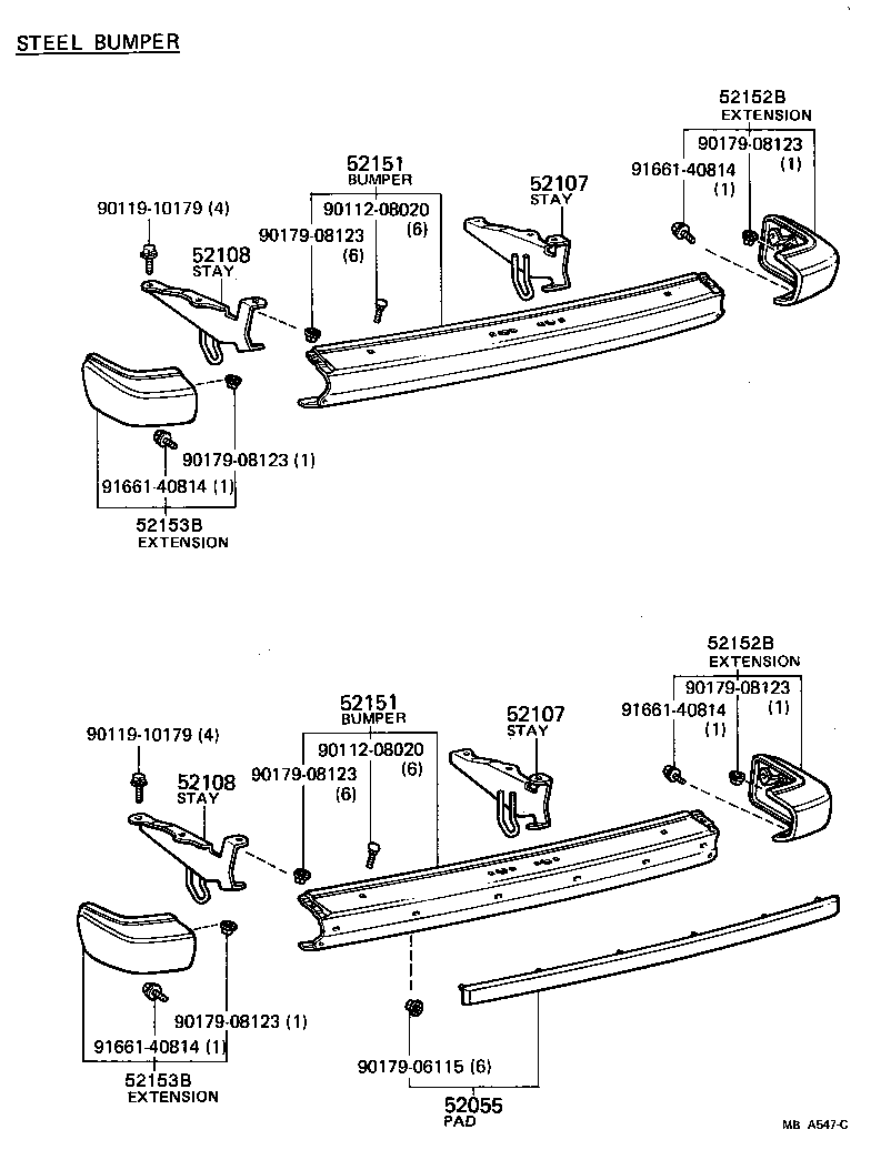  CARINA |  REAR BUMPER BUMPER STAY