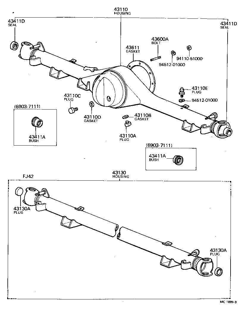  LAND CRUISER 40 45 55 |  FRONT AXLE HOUSING DIFFERENTIAL