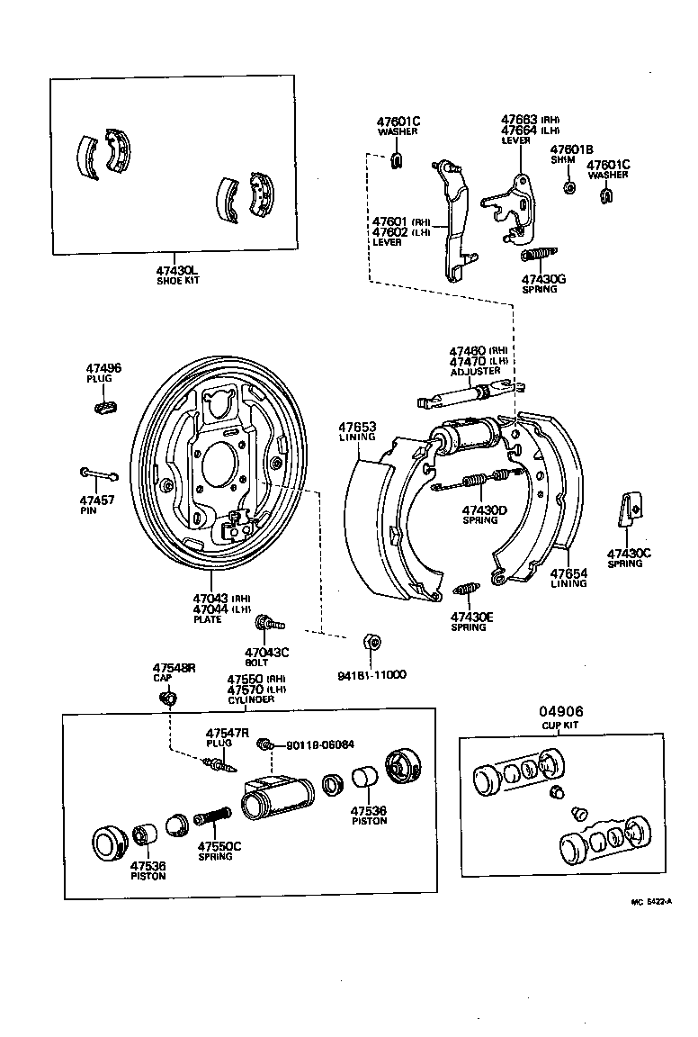  CARINA |  REAR DRUM BRAKE WHEEL CYLINDER BACKING PLATE