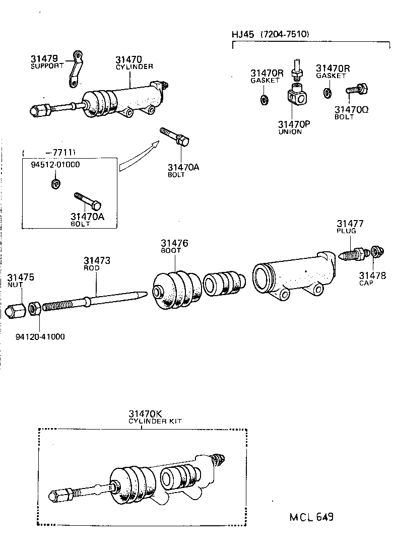  LAND CRUISER 40 45 55 |  CLUTCH RELEASE CYLINDER