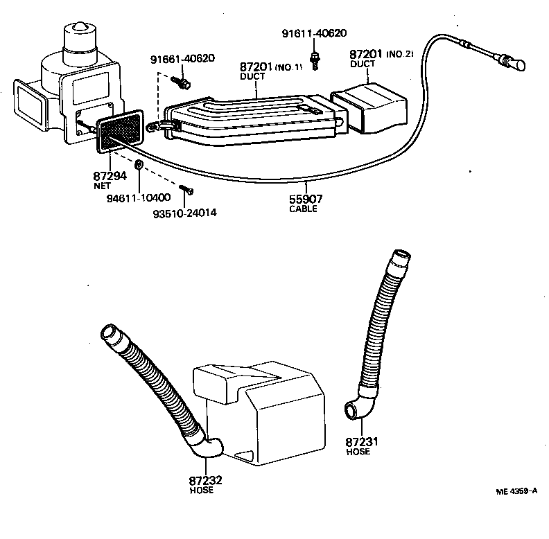  LAND CRUISER 40 45 55 |  HEATING AIR CONDITIONING CONTROL AIR DUCT